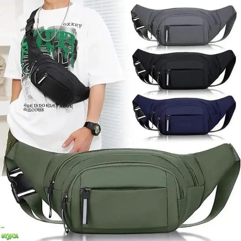 Women's 3-Compartment Oxford Fanny Pack - Basic Casual Nylon Water-Resistant Waist Belt Bag for Athletic Active Individuals, Adjustable Strap, Quick Release Buckle, Lightweight Crossbody Sling for Hiking, Soccer Gear