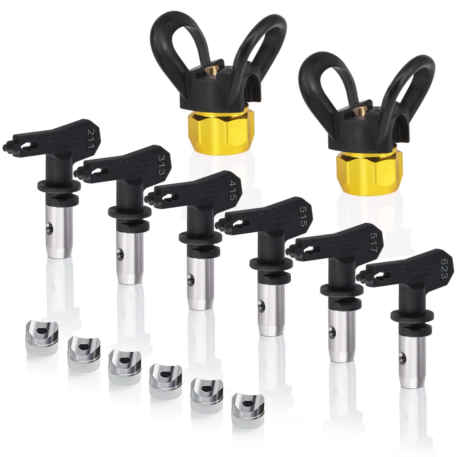 Spray Tips for Airless Sprayer, 6pcs Reversible Spray Tips with 2 Holders, Airless Paint Spray Guns Nozzles Set, Models 211, 313, 415, 515, 517, 623