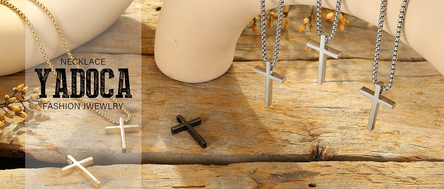 YADOCA Sterling Silver Cross Necklace for Men - Silver Black Gold Mens Cross Necklaces Chain CCross Pendant Necklaces 2.5mm Stainless Steel Cross Chain 18-22 Inch 1PCS YADOCA Sterling Silver Cross Necklace for Men - Silver Black Gold Mens Cross Necklaces Chain CCross Pendant Necklaces 2.5mm Stainless Steel Cross Chain 18-22 Inch 1PCS