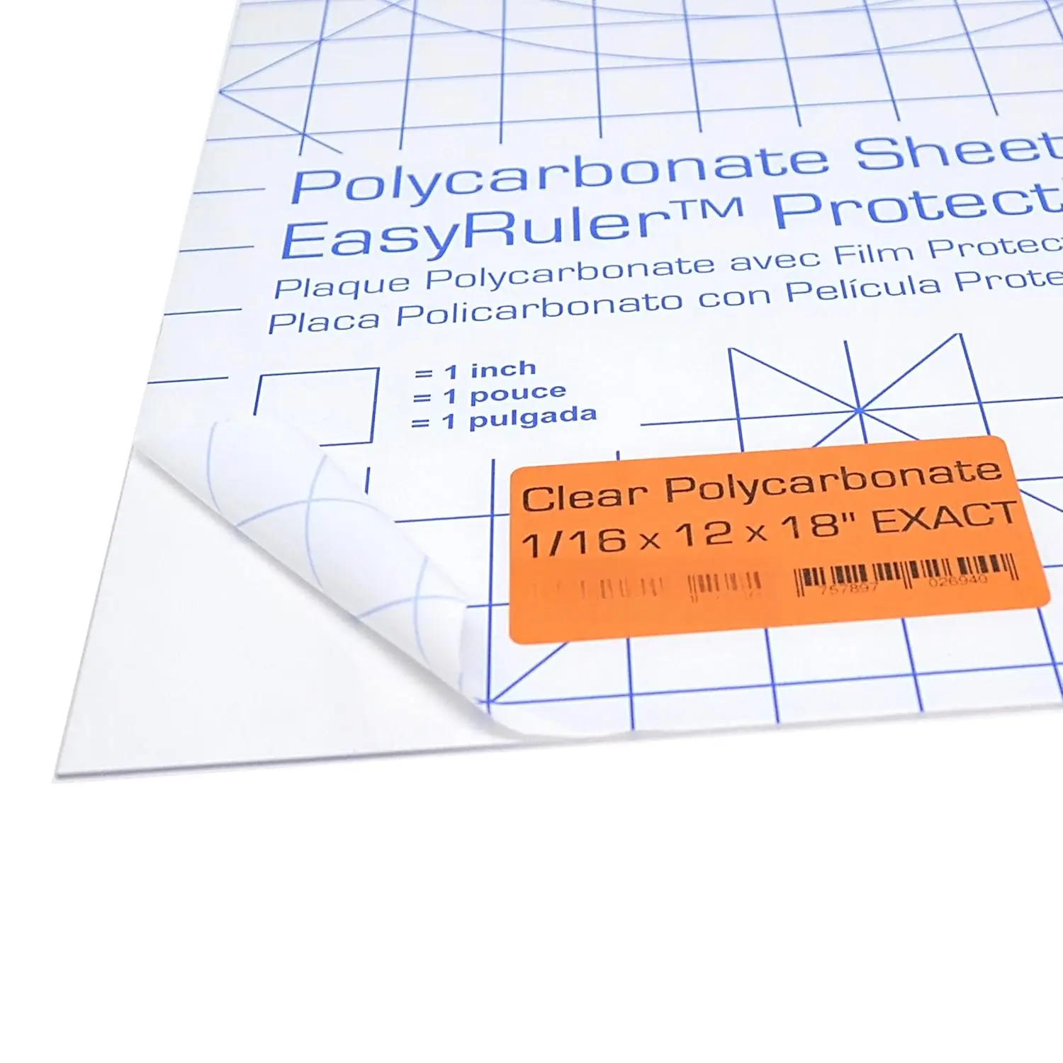 Polycarbonate Clear Plastic Sheet 12" X 18" X 0.0625" (1/16") Exact, EasyRuler Film, Shatter Resistant, Easier to Cut, Bend, Mold than Plexiglass. VEX Robot, Hobby, DIY, Industrial. Glass