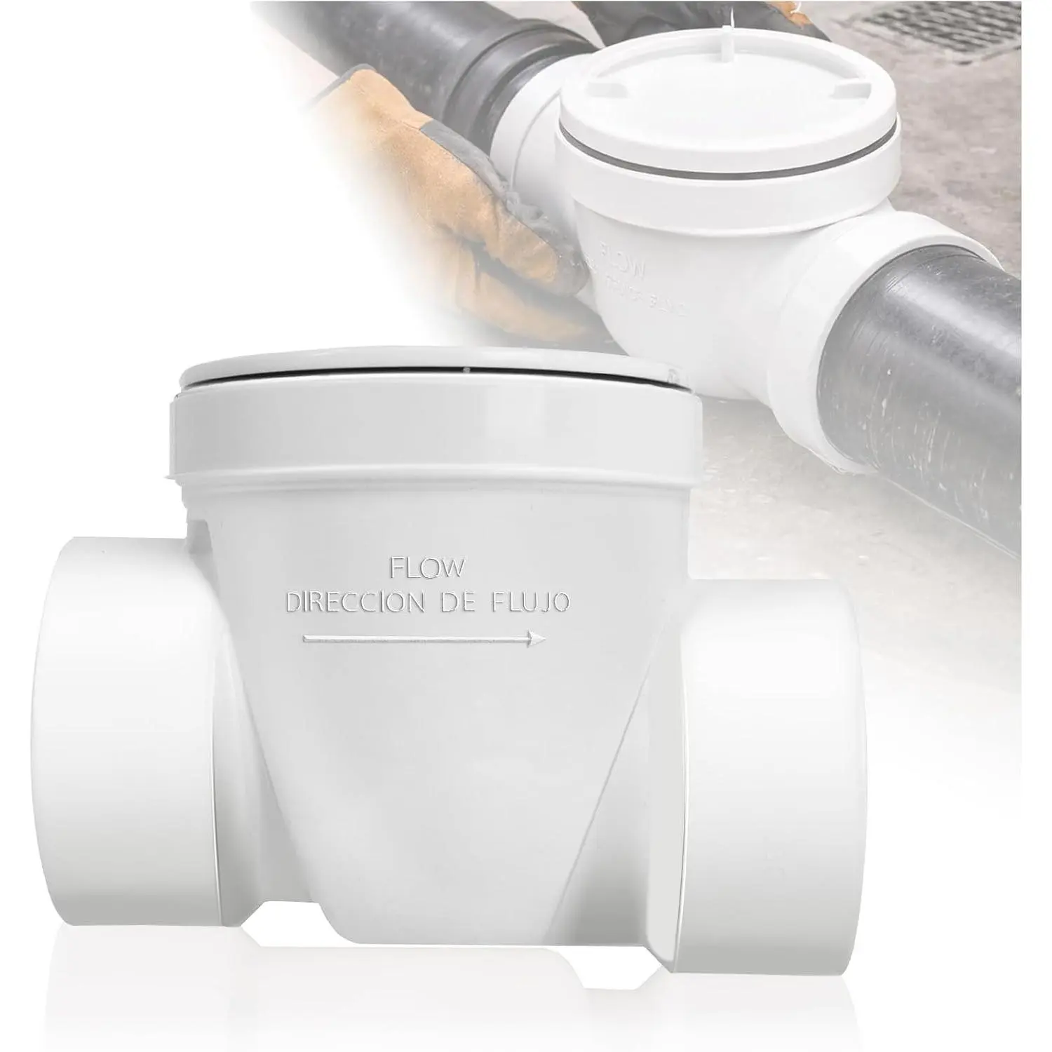 3" PVC Backflow Preventer Valve, 3 Inch Backwater Check Valve, Drain Backflow Preventer Valve Prevents Sewage and Rainwater from Flowing Back