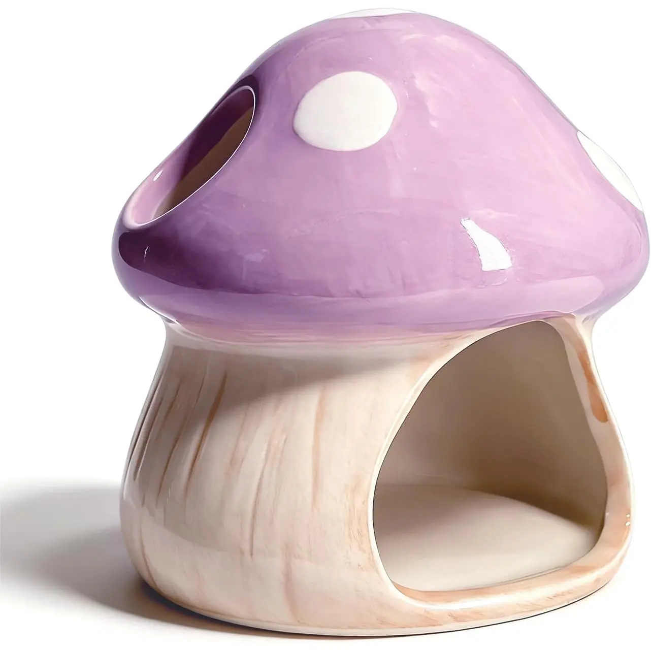 Betta Fish  Accessories, 4.33'' × 4.33'' Ceramic Mushroom House Aquarium Decor - Cute  Hideout Cave Ornament for Small Fish, Shrimp, Goldfish, Hamsters & Reptiles ()