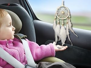 Small Dream Catcher for Car Handmade Boho Hanging Decor for Car Interior Rear View Mirror Feathers Dream Catchers Charms Ornament