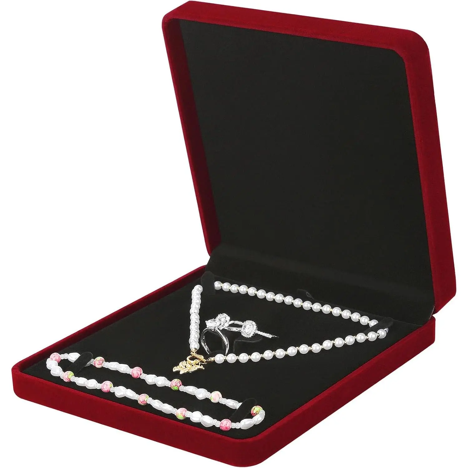 Set Box,   Box for Bracelet Necklace Earring Ring (Red)