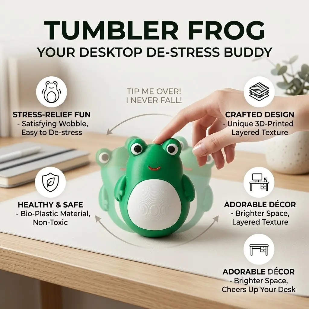 Cartoon Frog Tumbler Desktop Decoration, Press and Shake Stress Relief Toy, Home Office Atmosphere Decorative Figurine