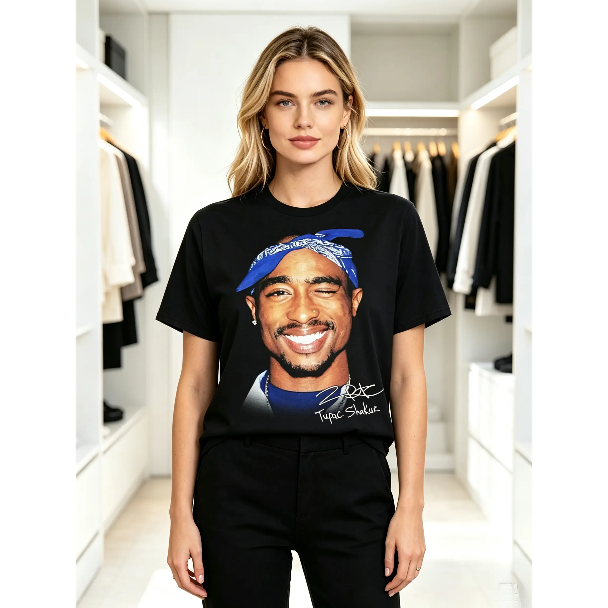 2Pac Tupac Shakur Graphic Tee (Viral) Vintage 90s Hip Hop Shirt 180g 100% Cotton Big Face Portrait Retro Rap Streetwear T-Shirt Unisex Casual Crew Neck Music Fan Merch Gift for Rap Lovers Classic Y2K Style Men Clothing Sale TikTok Shop Deals Fabric Menswe