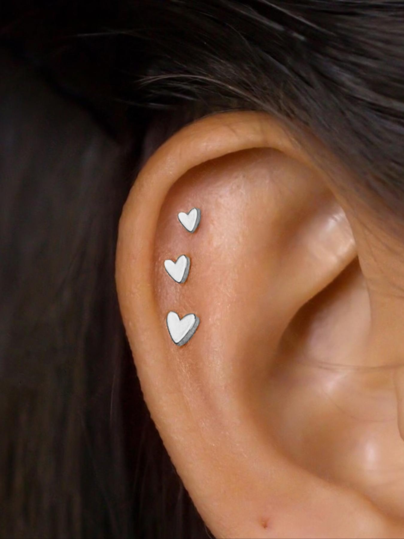 925 Sterling Silver Cute Heart Shaped Stud Earrings, Fashionable Earrings for Women & Girls, Trendy All-match & Exquisite Jewelry for Birthday Gift