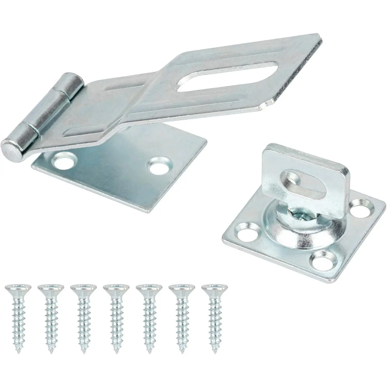 4-1/2" Swivel Staple Safety Hasps, Gate Door Hasp Latches Safety Packlock Clasp Locking with Twist Knob for Fence, Gate, Cabinet, in Zinc Plated