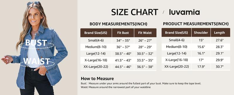 luvamia Jean Jackets for Women 2025 Fashion Denim Jacket Western Oversized Shacket Jacket Button Up with Pockets Casual Coats Outerwear Womenswear Fitted