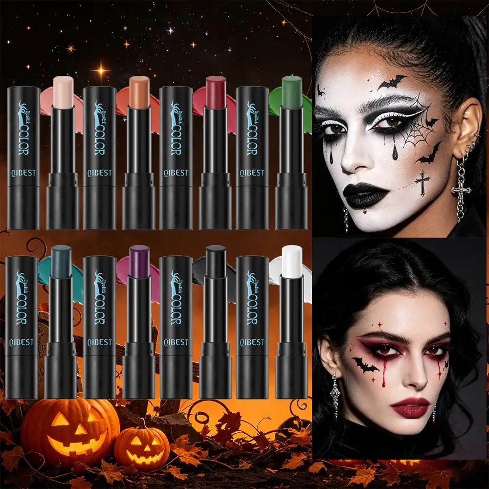 Long Lasting Matte Velvet Lipstick, Non-Dry Creamy Bold Colors, Halloween Gothic Cosplay Party Lip Makeup for Women Lippie Stick
