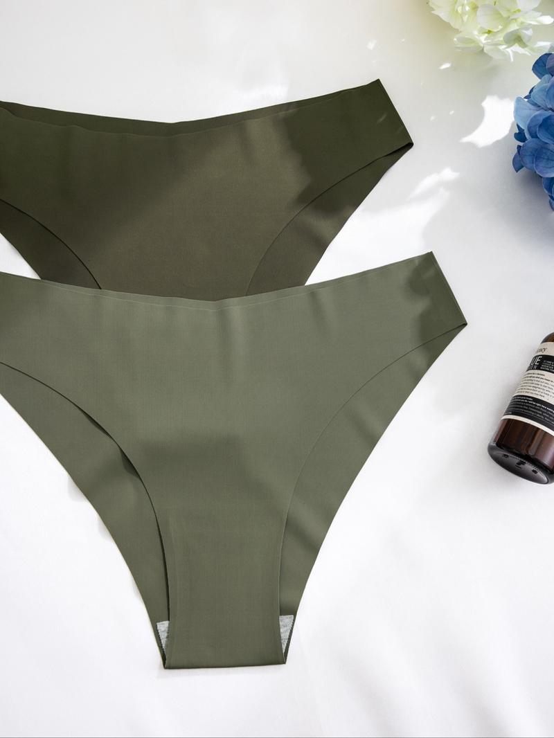 Women's Solid Color Drop Waist Seamless Knicker, Soft Comfy Breathable Panty for Daily Wear, Underwear for All Seasons Option, Fashion Comfy Underwear