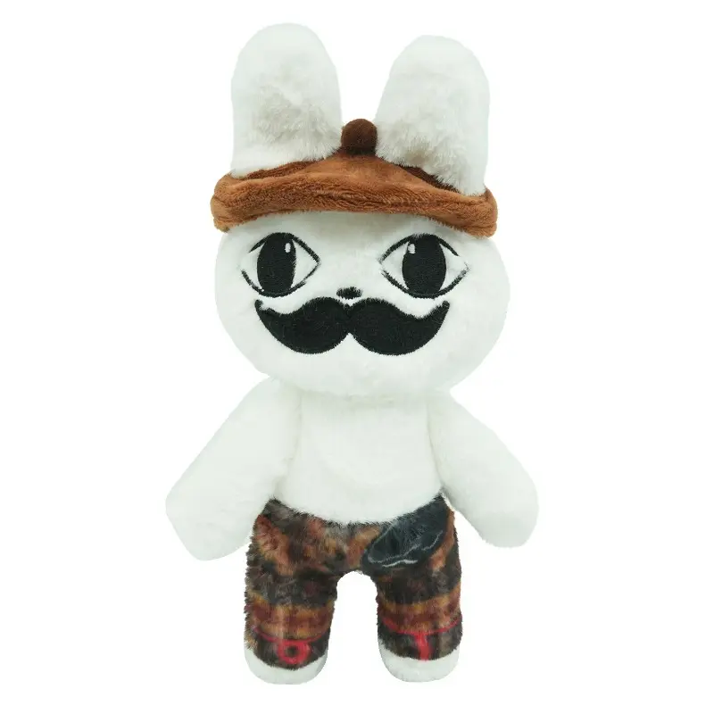 Animal Hospital Game Plush Toy, Mustache Rabbit Stuffed Doll, Soft White Bunny Plushie, Game Character Collectible Gift for Fans
