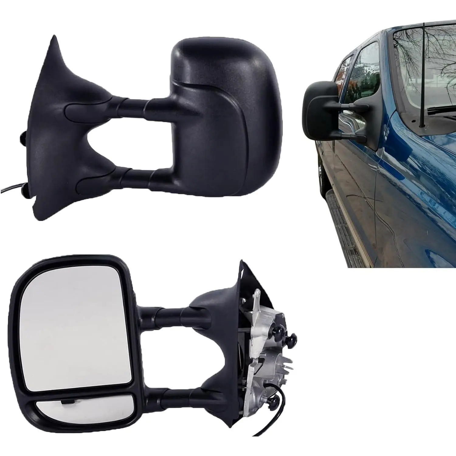 Fit For 1999-2007 Ford F-250 F-350 F-450 F-550 Super Duty, 2000-2005 Ford Excursion 6.8L V10, Driver & Passenger Side Extendable Folding Towing Side View Mirror, Side Mirror