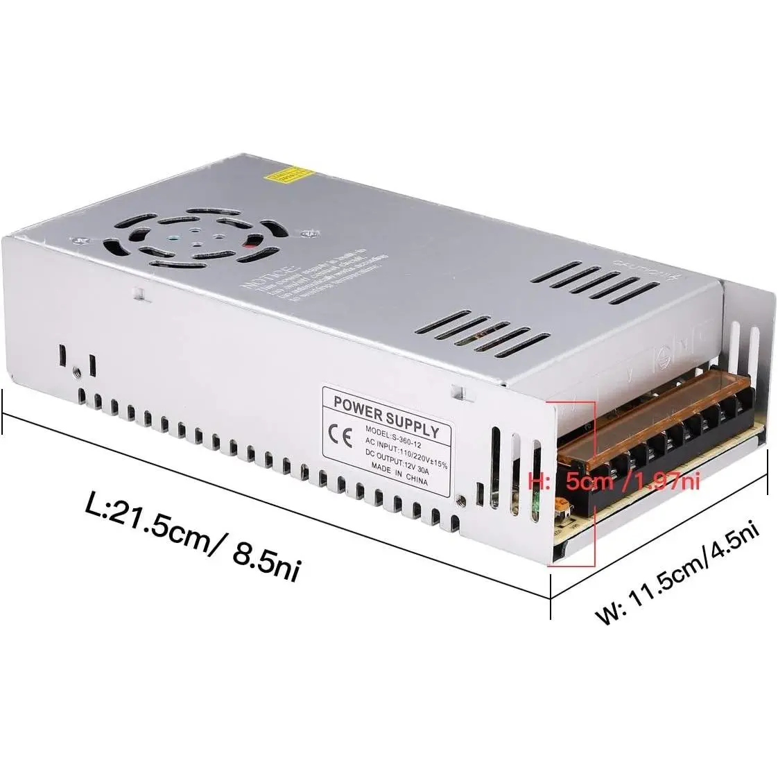 30A 360W 12V DC Switching Power Supply, Universal Regulated AC 110V/220V to DC Converter SMPS Adapter for LED Strip Lights, CCTV Camera, 3D Printer, Radio & Computer ProjectsGift