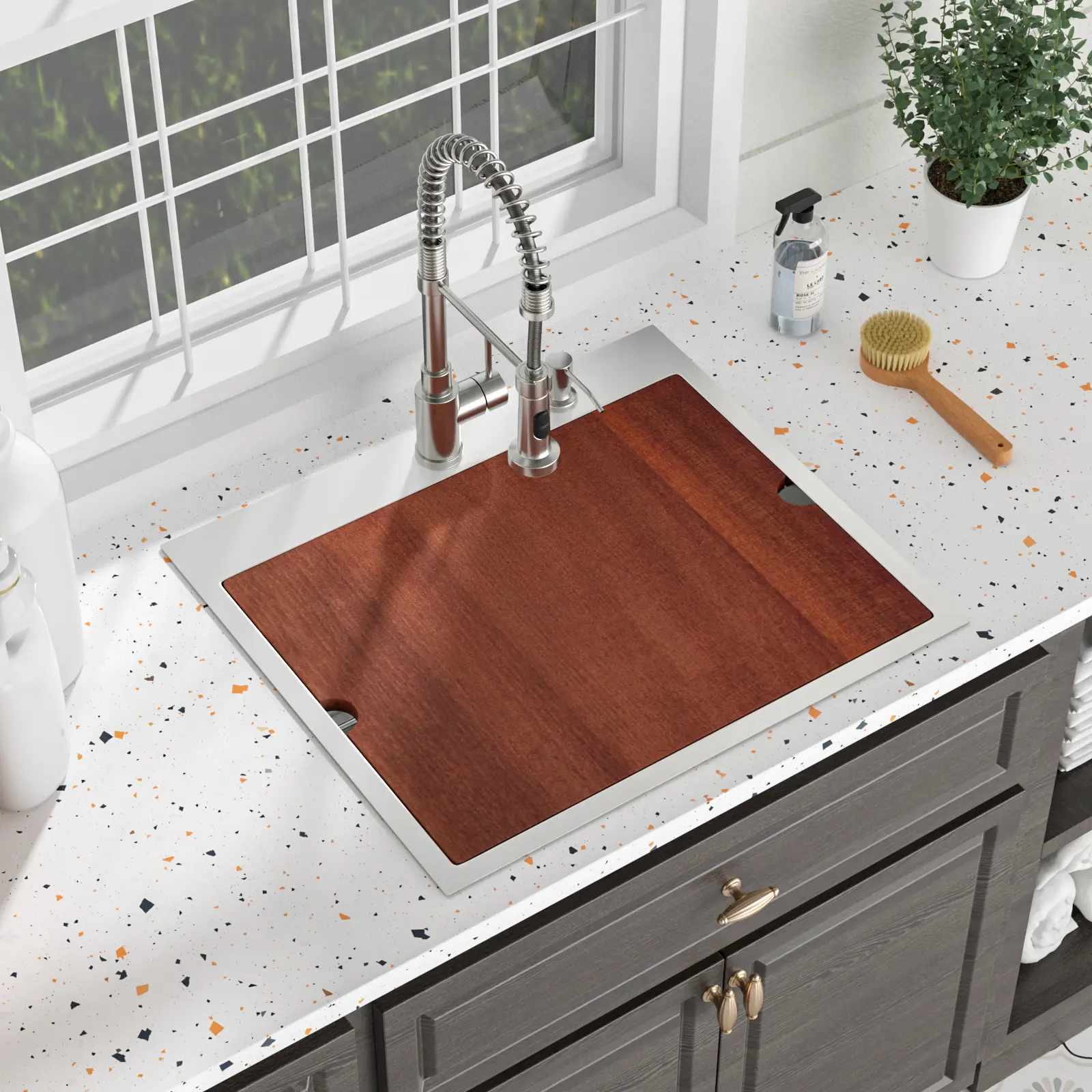 ARCH 12 Inch Deep Drop-In Utility Sink 25x22 Inch 16 Gauge Stainless Steel Topmount Basin Brushed Nickel Single Bowl Laundry Room Kitchen Sink with Accessories, Brushed Nickel Color Options, Stainless Steel Material, Product Dimensions: 22.00 W x, 22" Wid