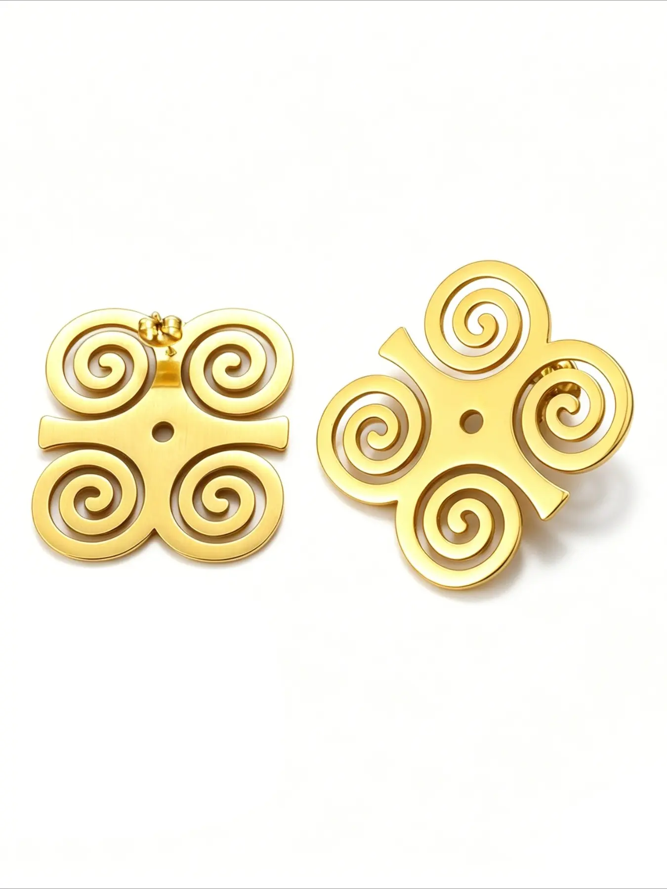 1 pair African Ancient Cultural Symbol Stud Earrings Stainless Steel Akofena Adinkra Gye Nyame Sankofa Ethnic Jewelry