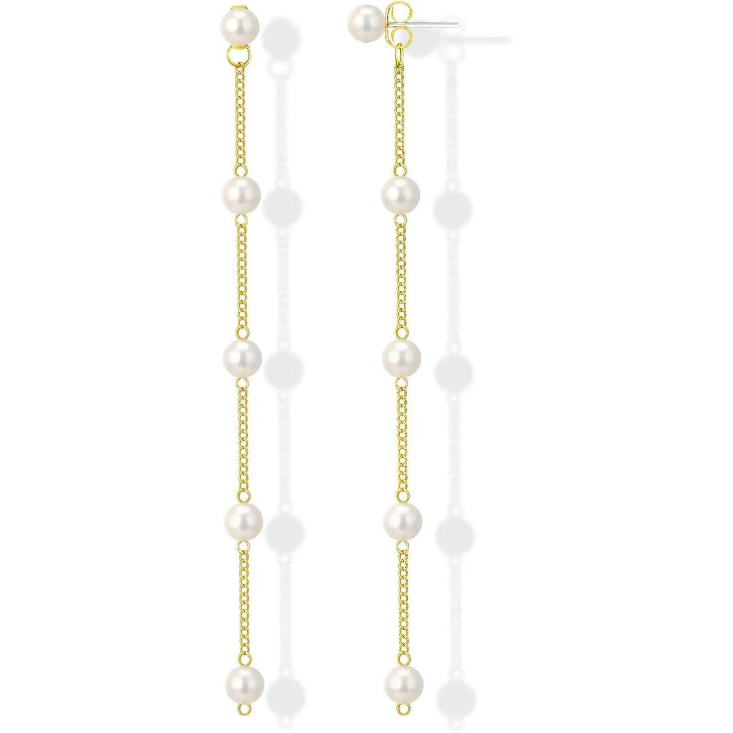 Elegant Pearl Drop Earrings for Women, Long Gold Dangling Chain, Bridal Jewelry for Wedding & Engagement, Pearl Accents, Elegant Bridal Jewelry, Artificial Pearl