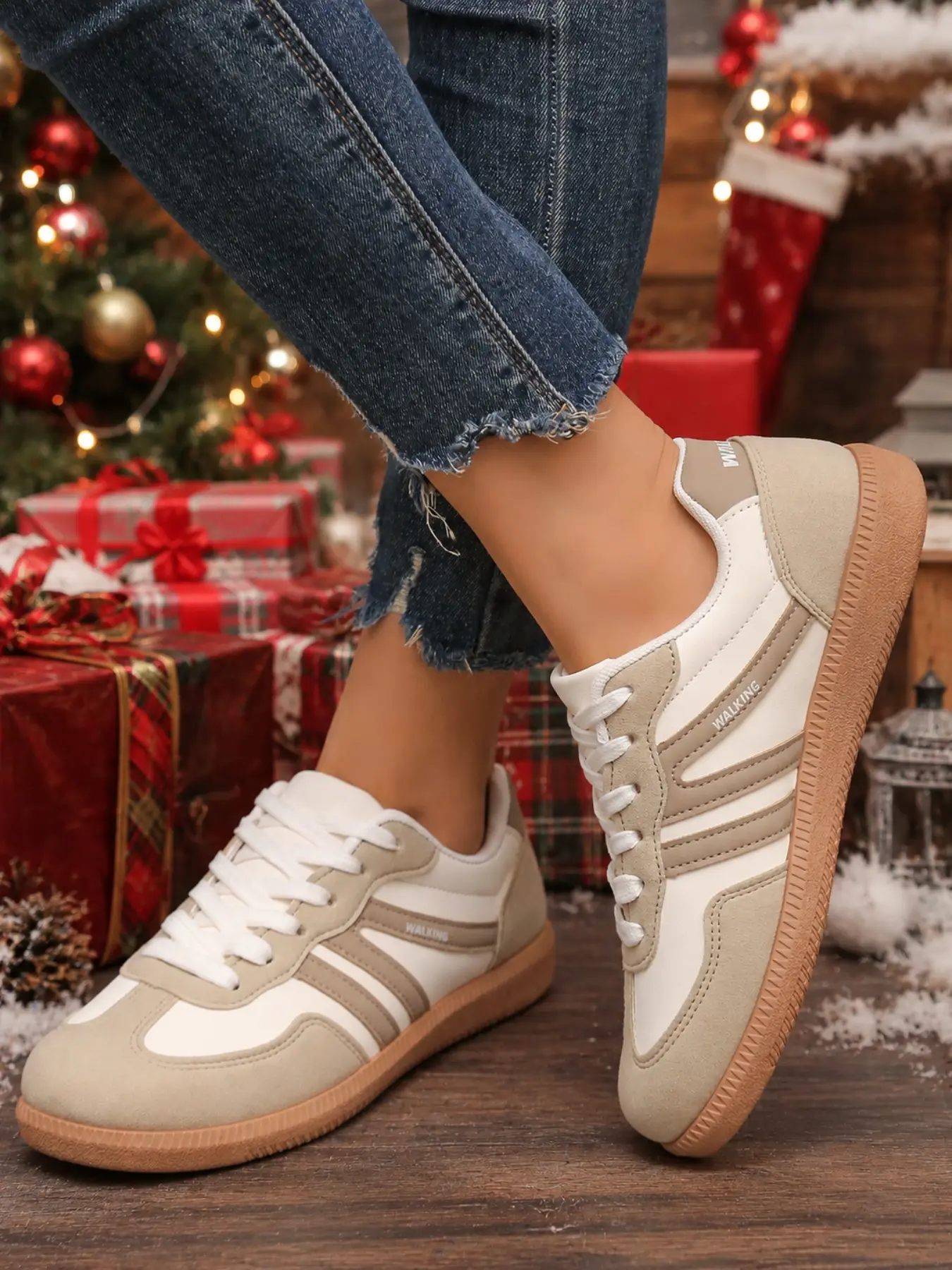 Women's Comfortable Daily Walking Shoes, Casual PU Leather Low Ankle Sneakers, All Seasons Plain Design, Rubber Sole for Everyday Wear