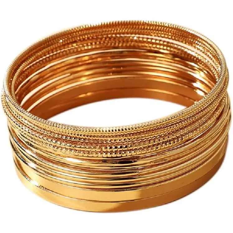 Boho Chunky Indian Multi Layered Stackable Textured Bangle Bracelets Set Faux  Smooth  Bracelet  Tone for Women Wedding