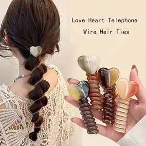 [Hair Accessory Braiding] 1pc Fashion Heart Telephone Cord Hair Tie Bubble Braid Headband for, Hair Accessory Braiding Tool