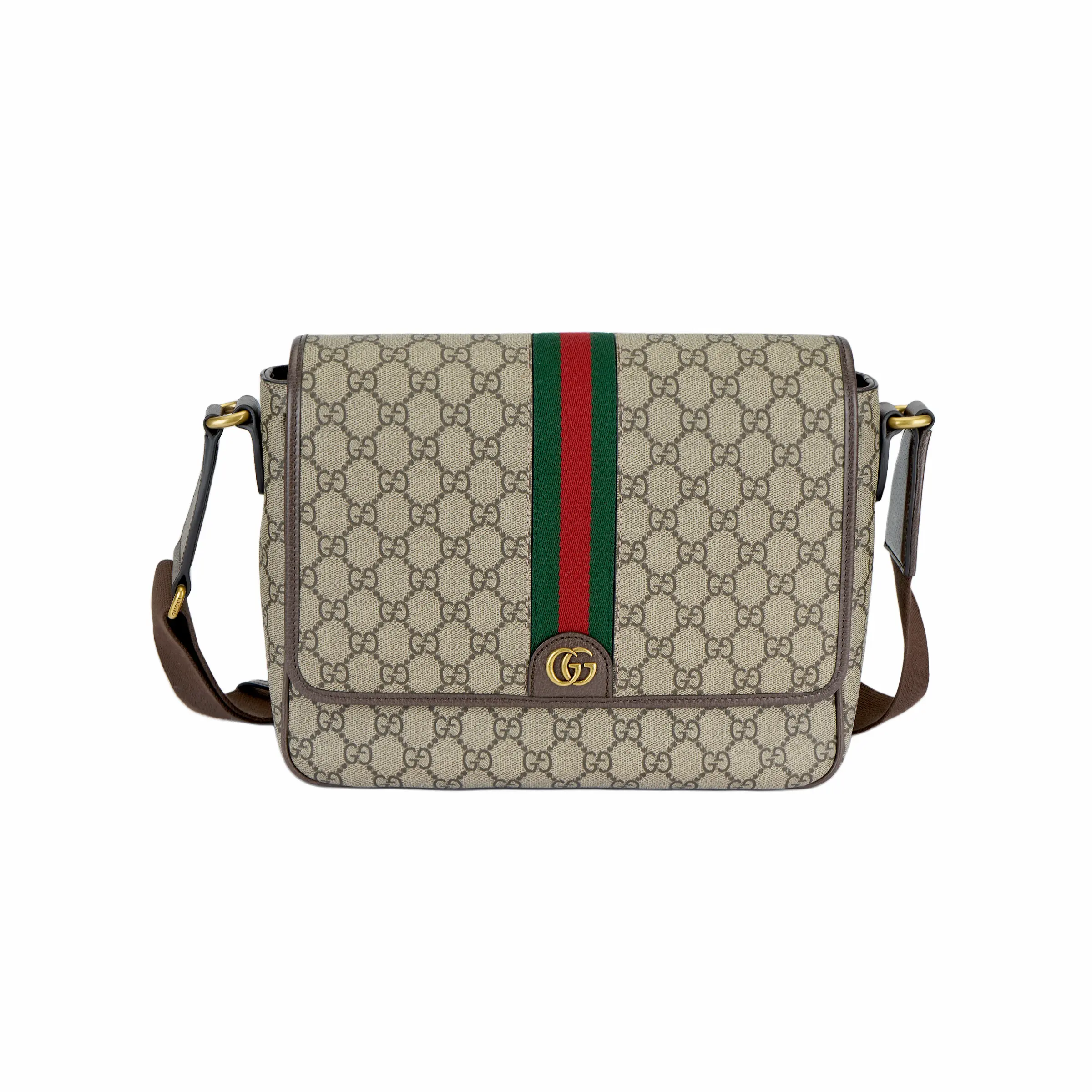 Gucci Ophidia Distressed Crossbody Bag for Men – Beige and Ebony Canvas and Leather with Double G Logo