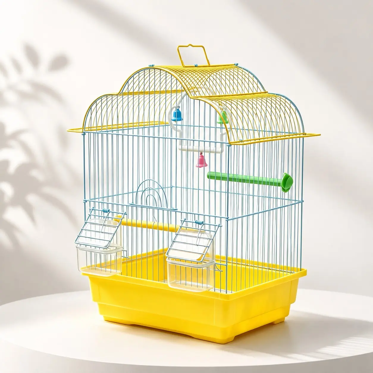 Portable Hanging Bird Carrier Cage with Handle for Cockatiel Parakeet, Small Parrot Travel Cage with Perch & Food Bowl, Metal Parrot Cage