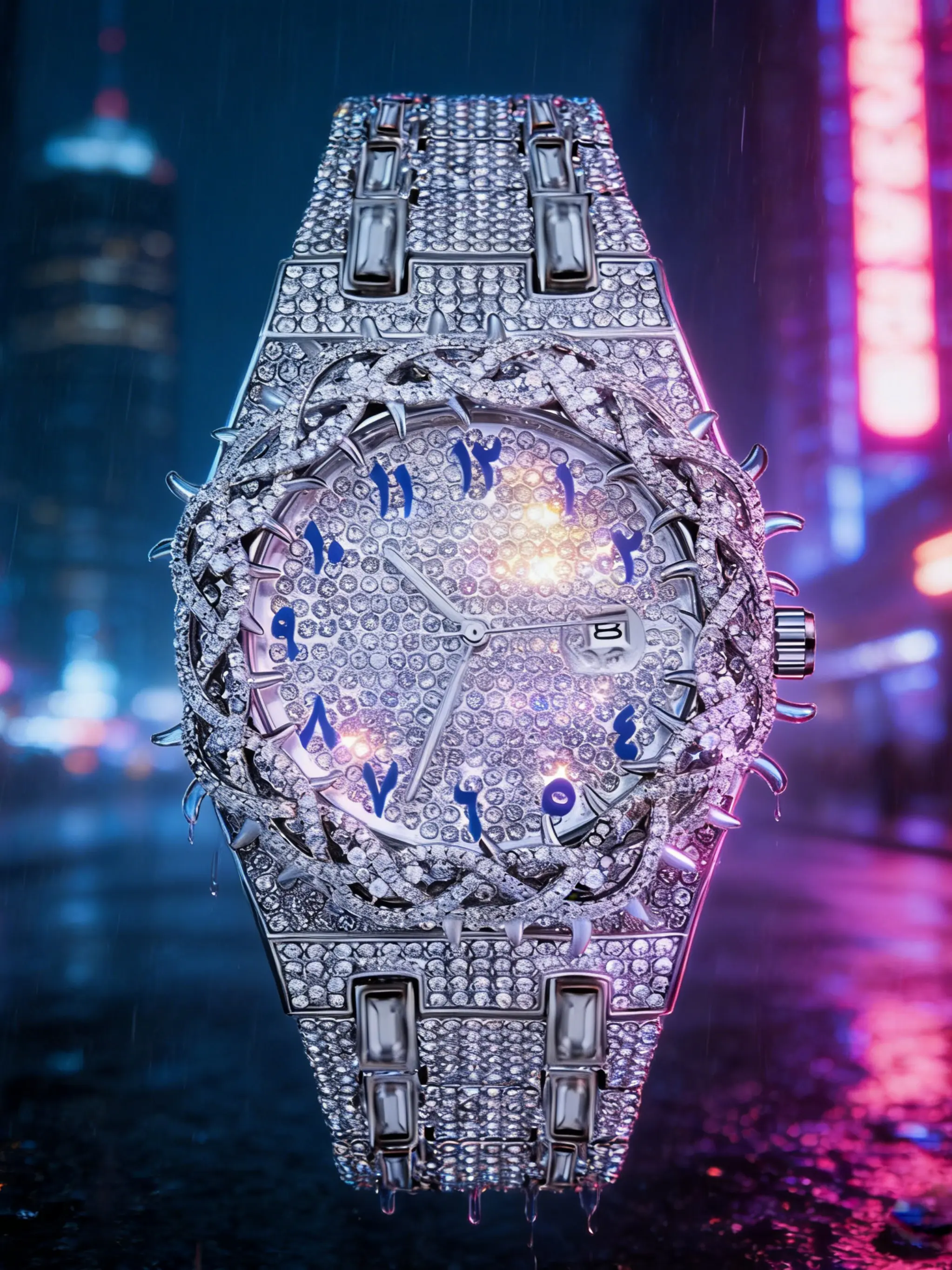 Men's Quartz Watch, New Full Rhinestone Strap, Ice Hip Hop Large Dial, Zircon Calendar Design, Street Fashion Luxury Men's Watch, Trendy Gift