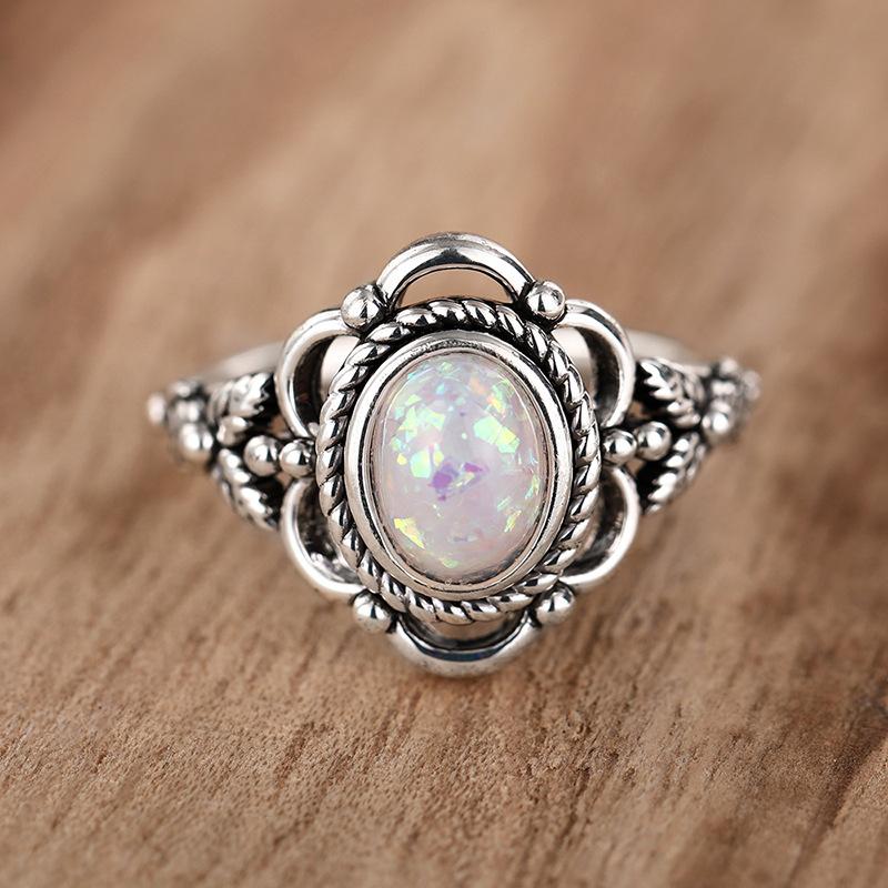 Vintage Opal-Style Filigree Ring | Boho Antique Style Statement Jewelry for Women