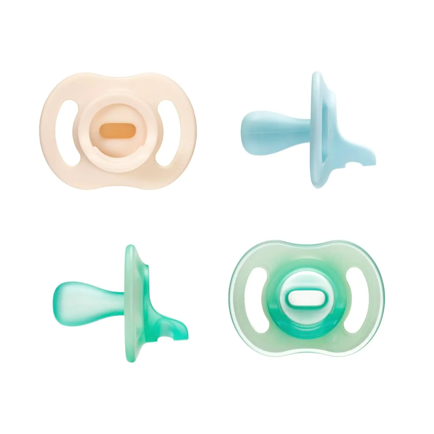 Baby Pacifiers 0-6 Months, Silicone Soothers 4-Pack, One-Piece Stay-Put Pacifier for Newborns & Infants