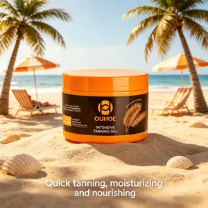 OUHOE Intensive Deep Hydrating Tanning Gel Moisturizer - Alcohol-Free Non-Toxic Self Tanner for Dry Skin Adults, Vitamin E, Calendula, Carrot Oil, Long-Lasting Even Tone, Smooth Glowing Skin, Summer Beauty Product Daily Body Care