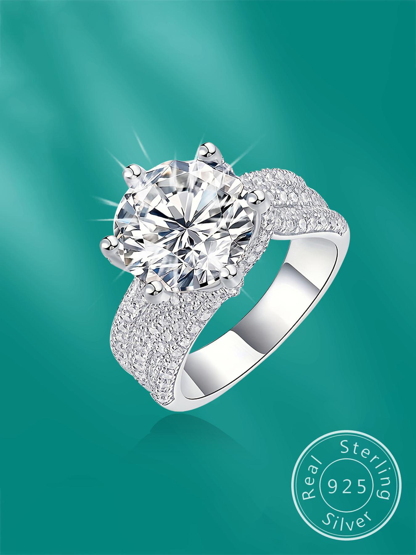 S925 Sterling Silver Fashion Promise Ring, Luxury Engagement Ring for Women, Trendy All-match & Exquisite Jewelry for Birthday Gift with Box, Gifts for Girlfriend