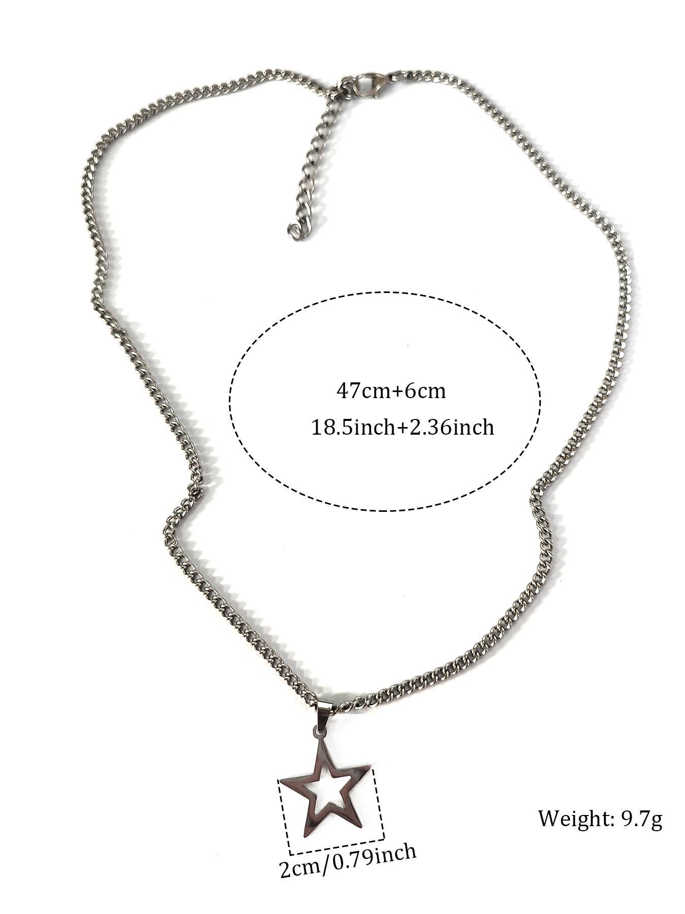 Hollow Out Star Design Pendant Necklace for Women & Girls, Stainless Steel Jewelry for Party, Daily Clothing Decor, Perfect for Gift, Fashion Necklace Hollow Out Star Design Pendant Necklace for Women & Girls, Stainless Steel Jewelry for Party, Daily Clothing Decor, Perfect for Gift, Fashion Necklace