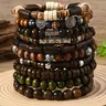 10 Pieces Bohemian Style Wooden Beads Bracelet Set, Beaded Bracelets for Men and Women, Jewelry Set, Unisex Bracelet Set, Bracelets Stack, Bracelet Bundle