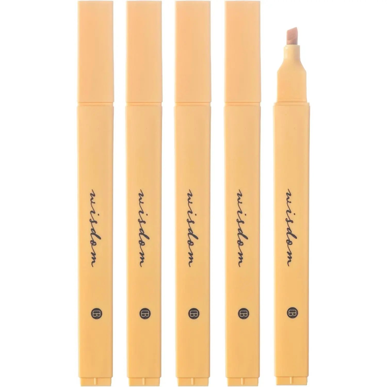 Highlighters with Soft Chisel Tip, No Bleed (Yellow) | 5 Pack Single Color Pens, Quick Dry, Cute Aesthetic Markers for  Study Journaling Supplies