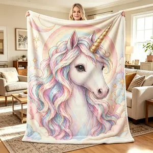 Stained glass unicorn blanket, pastel dream blanket, unicorn lover blanket, super soft and comfortable fleece blanket, dreamy decoration, suitable for super soft décor sofas/bedrooms, a great gift for children, family and friends.