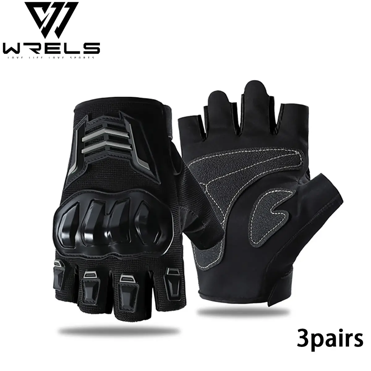 3 Pairs Motorcycle Riding Gloves, Thickened Palm Anti-Slip Design, Touchscreen Compatible, Unisex Motorbike Gloves for Men and Women