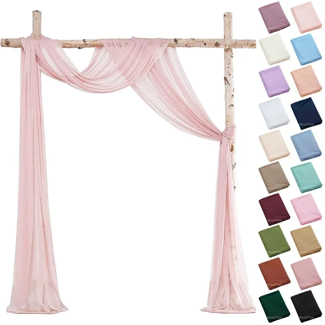 6/10 Meters Chiffon Fabric Drapes Blush Pink Dusty Rose Sheer Fabric Curtains for Wedding Arch Decorations Party Stage Shower