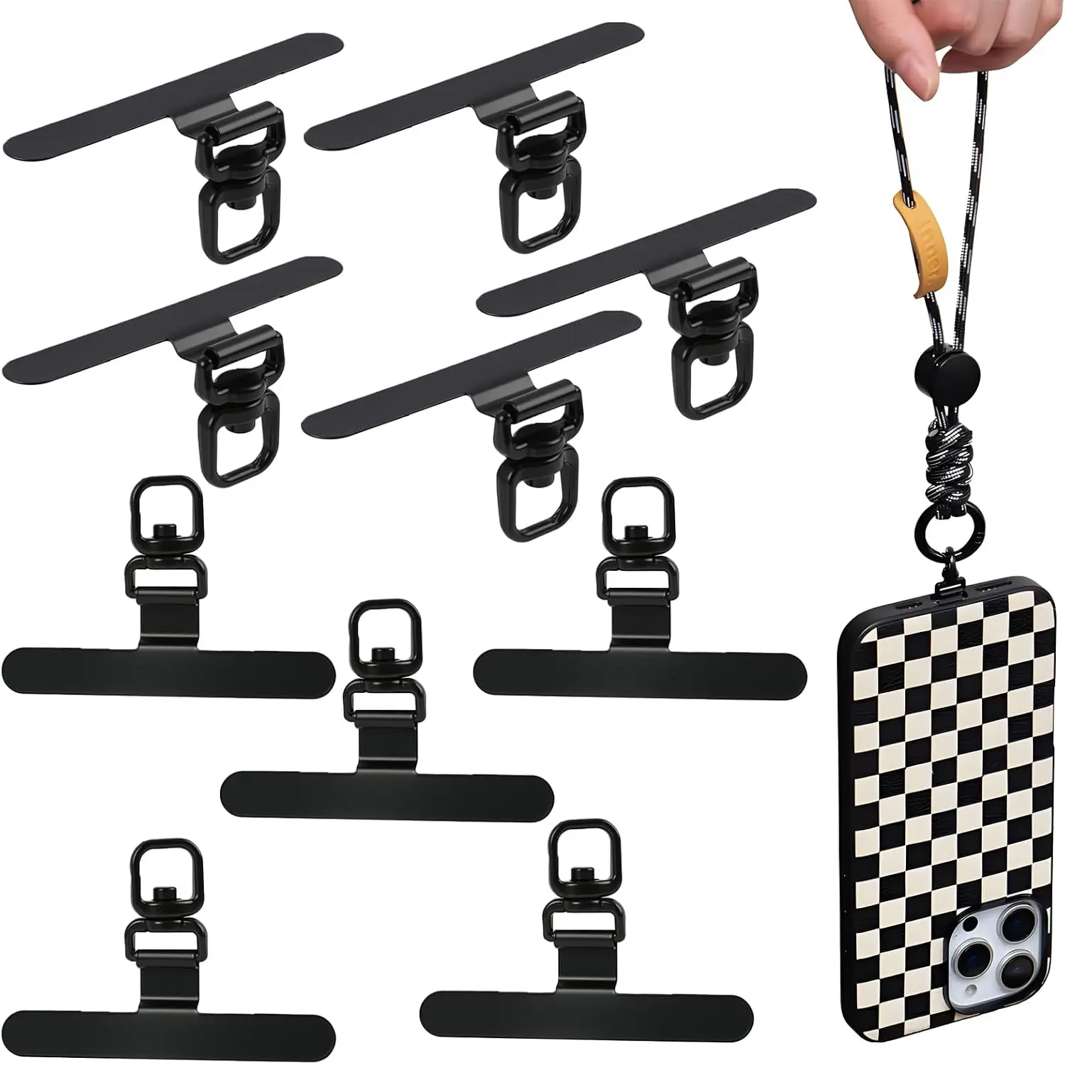 360? Rotatable Phone Tether Tab, Ultra-Thin Stainless Steel Metal Phone Lanyard Patch for Full-Coverage Cases, Secure Drop Protection,   & Hands-Free Convenience