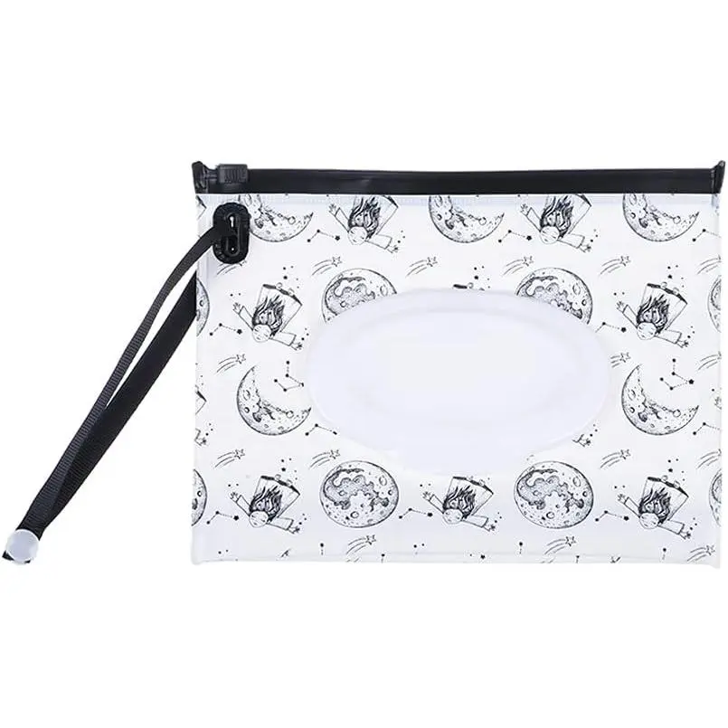 Wet Wipes Bag Portable Wipes Container Reusable with Snap Strap EVA Cleaning Wipes Case 1PC