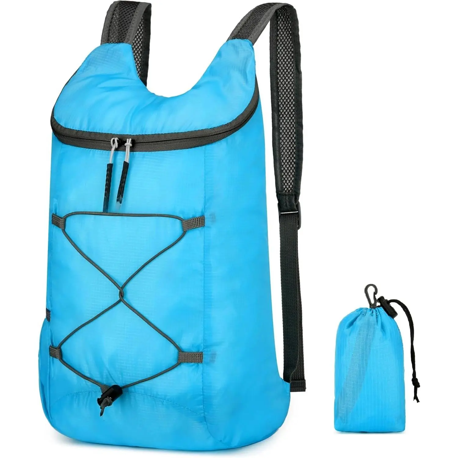 16L Foldable Hiking Backpack,Small Packable Daypack, Blue | Lightweight ,Outdoor Collapsible Rucksack,Ultralight Folding  Pack, Water Repellent, Men Women Travel Gym, Easy Carry-
