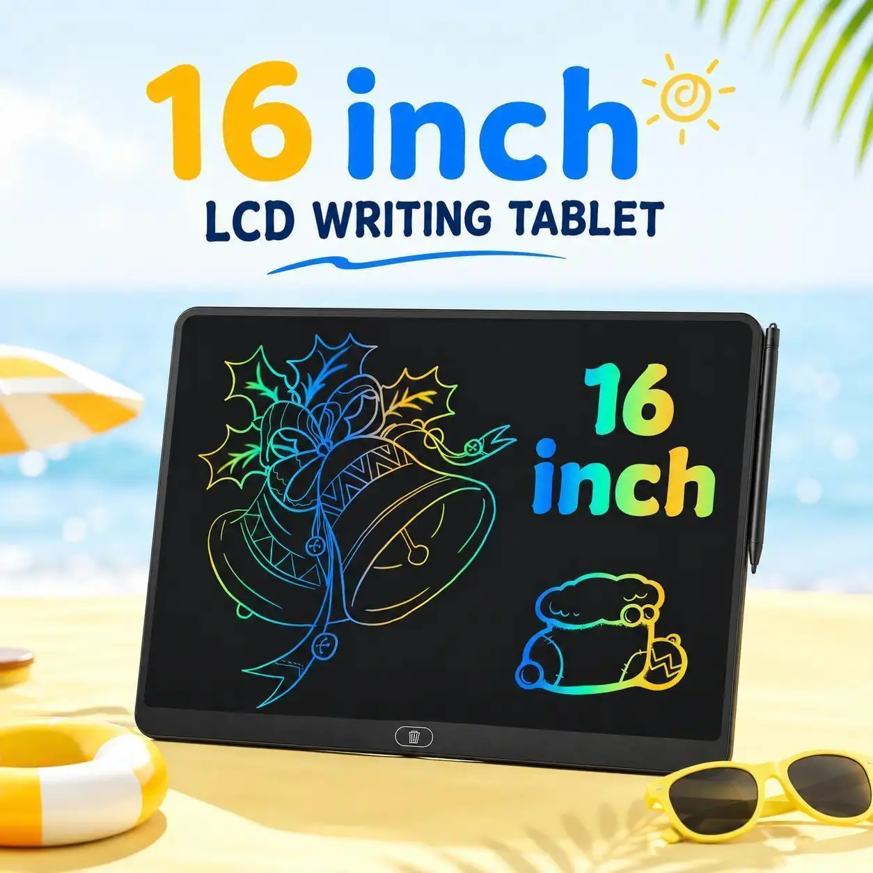 16 in LCD Writing Tablet for Unisex Kids - Stylus-Included, Erasable Screen, Repeated Use Digital Drawing & Writing Practice Board, Ideal Birthday/Christmas Gift (Pink), 16 Inch