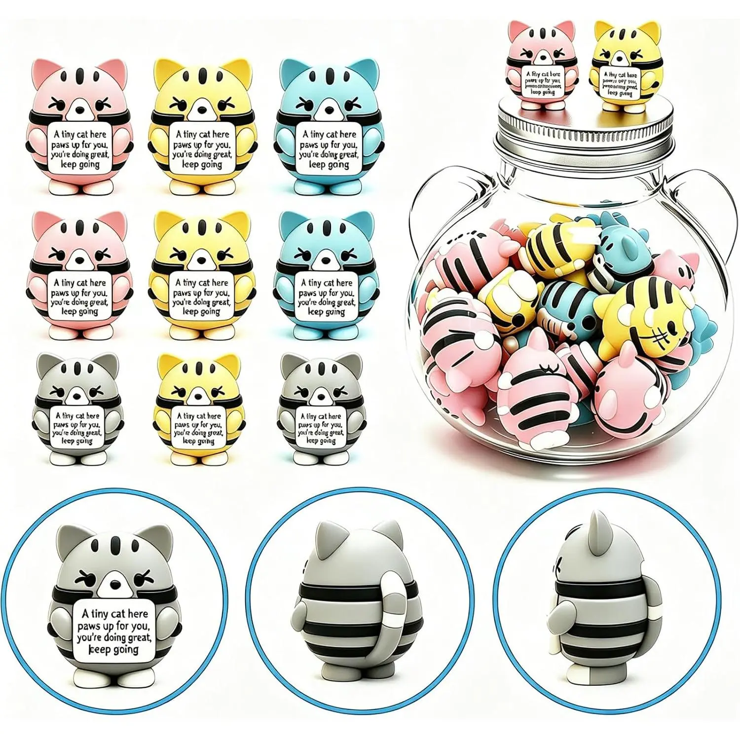 25 count Mini Inspirational Figurine, Cute  Desk Decor | Mini Rock Figures Desktop Ornaments and Positive Gifts Decorations for Employees, Teachers and  (Novel)