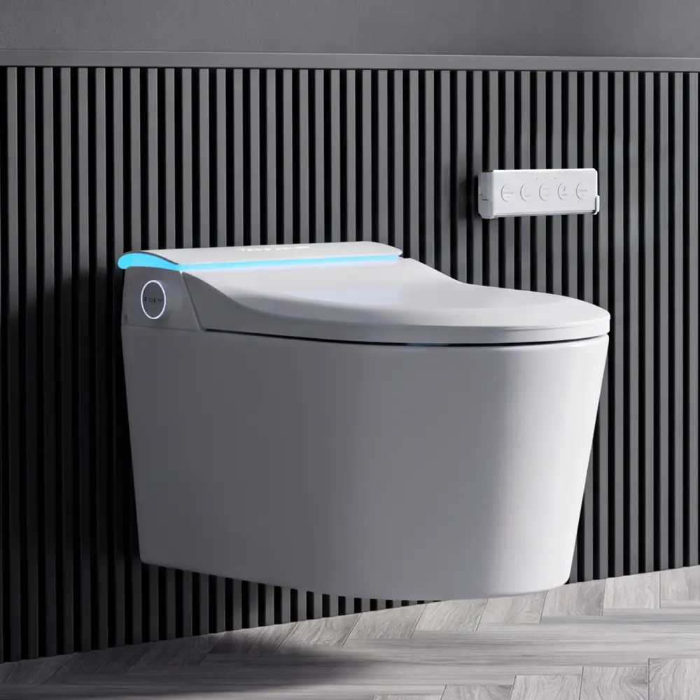 Wall-mounted Smart Toilet, Automatic Lid Opening, No Water Pressure Limitation, Wall Drain, All-in-One Bidet with Aromatherapy Deodorization for Home Use