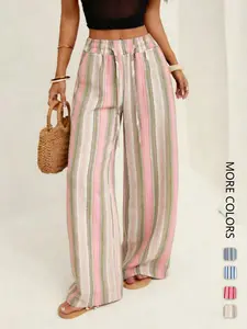 Women's Fashion Casual Striped Wide Leg Pants, Soft Comfortable Pajamas, Loungewear, Perfect for Sleeping and Leisure, Ideal for All-Day Wear