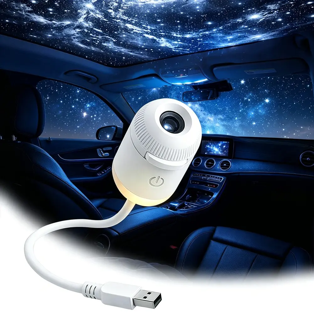 LED Projector Light, 6- or 24-slide adjustable starry sky scene slides—USB-powered—portable power supply, touch switch, adjustable light direction, suitable for bedrooms, bars, living rooms, and parties; indoor starry sky projector light