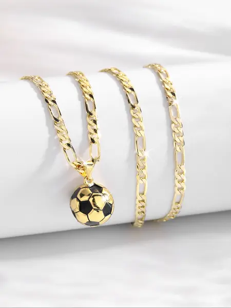 【Biack Friday】Fashion Solid Soccer Pendant Necklace, Charms Necklace, Chain Necklace, Costume Jewelry Necklace, Jewelry for Football Fans, Perfect Gift for Sports Enthusiasts, Jewelry Gifts
