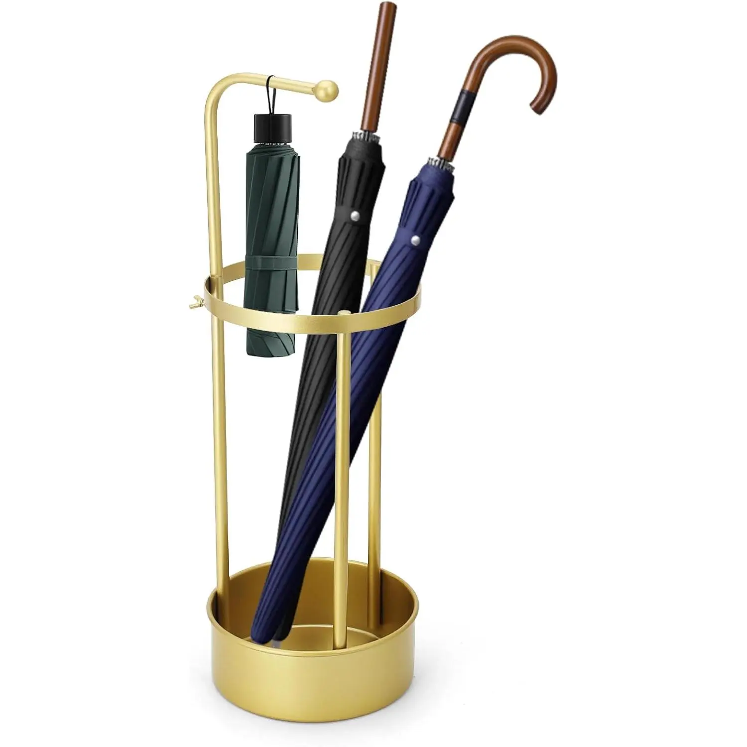 Golden Rust Proof Umbrella Holder, Entrance Drain Umbrella Bucket, Steel Circular Umbrella Holder, Umbrella Storage Rack, Suitable for use in Homes, Offices, Hotel Lobbies (Gold)