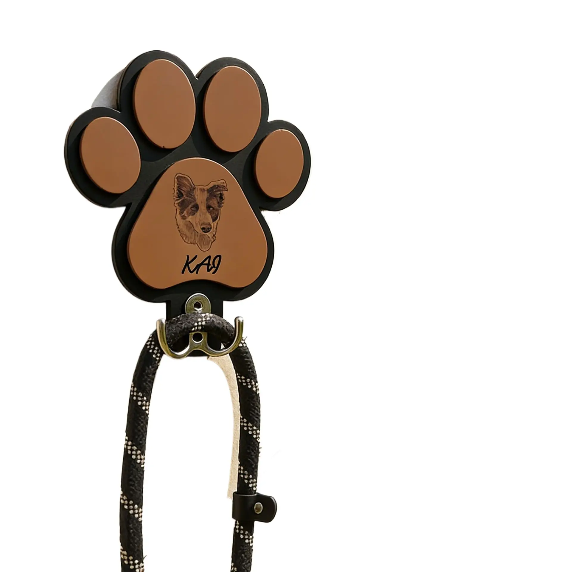 Creative Wooden Dog Paw Print Wall Hook Pet Leash Holder Home Decor Organizer Rustic Entryway Storage Rack Coat Hat Key Hanger