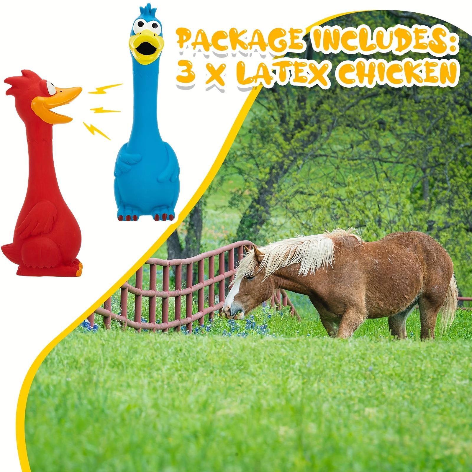3-pack latex squeaking chicken toys for horses, simulated screaming turkey, dog play props, anxiety relief, sound-making toys, prank fun