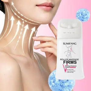 SUMIFANG Neck Cream 120g contains caffeine, niacinamide, sodium hyaluronate, and vitamin B5. Deeply moisturizes, lifts, and firms with a roller massage – part of your daily skincare routine.